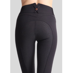 Calça de Montar Molly Yati feminina cintura alta full grip Preto / ouro rosa