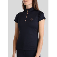 Polo de Equitação Everly Mon Tech feminino de mangas curtas rosa dourado Marinho Azul-marinho Polo de Equitação Everly Mon Tech feminino de mangas curtas rosa dourado Marinho Azul-marinho