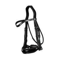 Bridão Dy'on coleção dressage couro liso Cilha Larga Envernizada Preto
