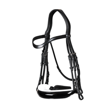 Bridão coleção Dy'on dressage couro liso Cnosebando Largo Envernizado Forro Branco Bridão coleção Dy'on dressage couro liso Cnosebando Largo Envernizado Forro Branco