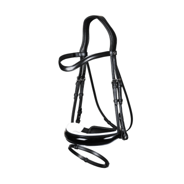 Bridão coleção Dy'on dressage couro liso Cavesseira Combinada Larga Envernizada Forro Branco Bridão coleção Dy'on dressage couro liso Cavesseira Combinada Larga Envernizada Forro Branco