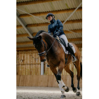 Bridão coleção Dy'on dressage couro liso Cavesseira Combinada Larga Envernizada Forro Branco Preto
