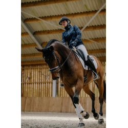Bridão coleção Dy'on dressage couro liso Cavesseira Combinada Larga Envernizada Forro Branco Preto