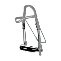 Muserola Dy'on coleção dressage couro redondo Grande Envernizada Com Forro Branco Preto Muserola Dy'on coleção dressage couro redondo Grande Envernizada Com Forro Branco Preto