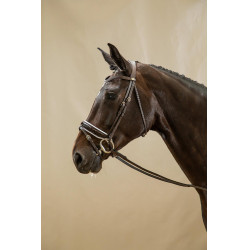 Bridão Working by Dy'on Muserola Combinada Larga Envernizada Forro Branco Castanho