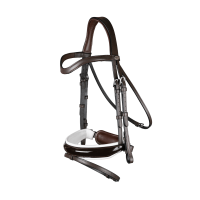 Bridão Working by Dy'on Muserola Combinada Larga Envernizada Forro Branco Castanho