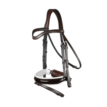 Bridão Working by Dy'on Muserola Combinada Larga Envernizada Forro Branco Castanho
