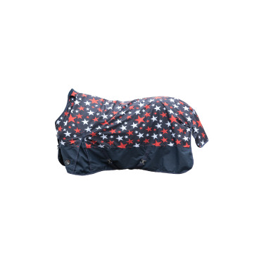 Cobertura highneck HKM Norwich 600D 300g Azul com padrão de estrelas Motivos