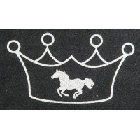 Emblema termocolante coroa e cavalo HKM Prata flex moda glitter Emblema termocolante coroa e cavalo HKM Prata flex moda glitter