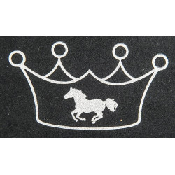 Emblema termocolante coroa e cavalo HKM Prata flex moda glitter Emblema termocolante coroa e cavalo HKM Prata flex moda glitter
