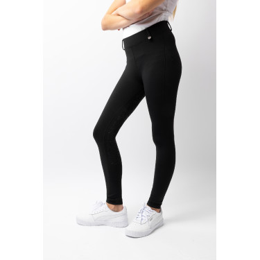 Legging Horze Dea infantil térmico com grip completo Caviar preto Legging Horze Dea infantil térmico com grip completo Caviar preto