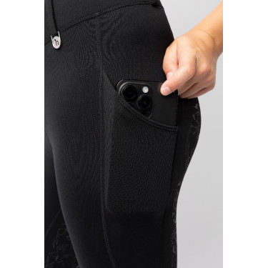 Legging Horze Dea infantil térmico com grip completo Caviar preto Legging Horze Dea infantil térmico com grip completo Caviar preto