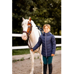 Casaco de equitação acolchoado infantil Horze Astrid Azul polar Azul-marinho