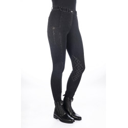 Calças femininas Harbour Island Denim com reforços de silicone HKM Preto Calças femininas Harbour Island Denim com reforços de silicone HKM Preto