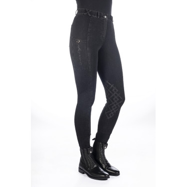 Calças femininas Harbour Island Denim com reforços de silicone HKM Preto Calças femininas Harbour Island Denim com reforços de silicone HKM Preto