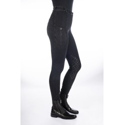 Calças femininas Harbour Island Denim com reforços de silicone HKM Preto Calças femininas Harbour Island Denim com reforços de silicone HKM Preto