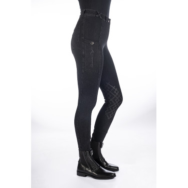 Calças femininas Harbour Island Denim com reforços de silicone HKM Preto Calças femininas Harbour Island Denim com reforços de silicone HKM Preto
