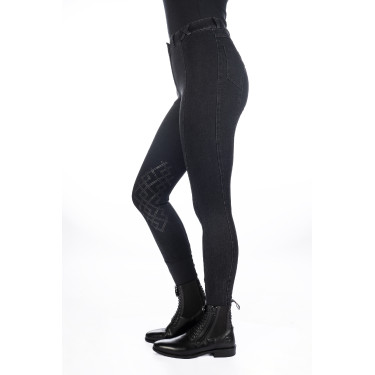 Calças femininas Harbour Island Denim com reforços de silicone HKM Preto Calças femininas Harbour Island Denim com reforços de silicone HKM Preto