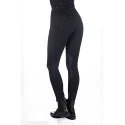 Calças femininas Harbour Island Denim com reforços de silicone HKM Preto Calças femininas Harbour Island Denim com reforços de silicone HKM Preto