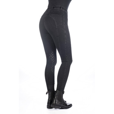 Calças femininas Harbour Island Denim com reforços de silicone HKM Preto Calças femininas Harbour Island Denim com reforços de silicone HKM Preto