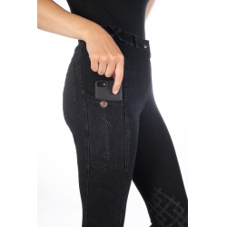 Calças femininas Harbour Island Denim com reforços de silicone HKM Preto Calças femininas Harbour Island Denim com reforços de silicone HKM Preto