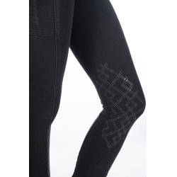 Calças femininas Harbour Island Denim com reforços de silicone HKM Preto Calças femininas Harbour Island Denim com reforços de silicone HKM Preto