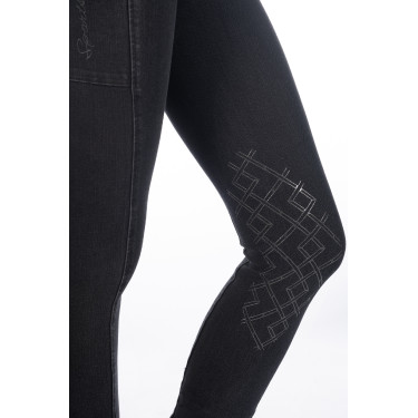 Calças femininas Harbour Island Denim com reforços de silicone HKM Preto Calças femininas Harbour Island Denim com reforços de silicone HKM Preto