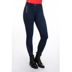 Calça feminina Aruba Denim com fundo 1/1 em silicone HKM Azul escuro