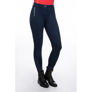 Calça feminina Aruba Denim com fundo 1/1 em silicone HKM Azul escuro Calça feminina Aruba Denim com fundo 1/1 em silicone HKM Azul escuro