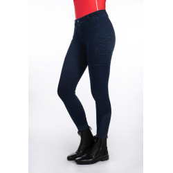 Calça feminina Aruba Denim com fundo 1/1 em silicone HKM Azul escuro