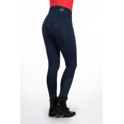 Calça feminina Aruba Denim com fundo 1/1 em silicone HKM Azul escuro