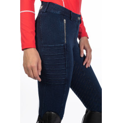 Calça feminina Aruba Denim com fundo 1/1 em silicone HKM Azul escuro