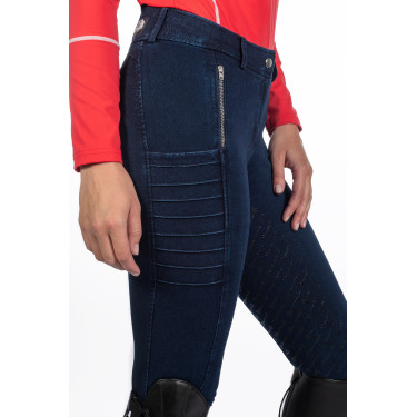 Calça feminina Aruba Denim com fundo 1/1 em silicone HKM Azul escuro Calça feminina Aruba Denim com fundo 1/1 em silicone HKM Azul escuro
