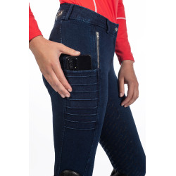 Calça feminina Aruba Denim com fundo 1/1 em silicone HKM Azul escuro