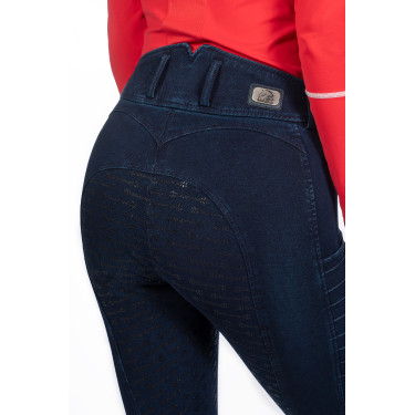 Calça feminina Aruba Denim com fundo 1/1 em silicone HKM Azul escuro Calça feminina Aruba Denim com fundo 1/1 em silicone HKM Azul escuro