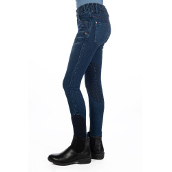 Calça infantil Aymee Denim com reforços de silicone HKM Azul escuro