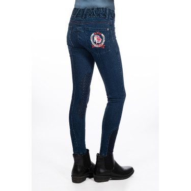 Calça infantil Aymee Denim com reforços de silicone HKM Calça infantil Aymee Denim com reforços de silicone HKM