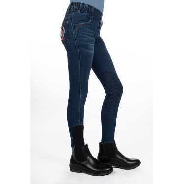 Calça infantil Aymee Denim com reforços de silicone HKM Calça infantil Aymee Denim com reforços de silicone HKM