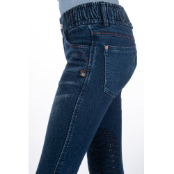 Calça infantil Aymee Denim com reforços de silicone HKM Azul escuro