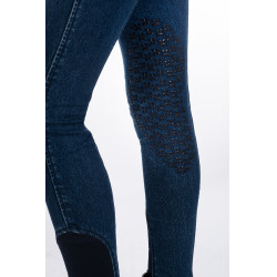 Calça infantil Aymee Denim com reforços de silicone HKM Azul escuro