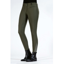 Calça Lea com fundo integral em silicone HKM Verde escuro Calça Lea com fundo integral em silicone HKM Verde escuro