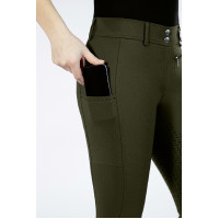 Calça Lea com fundo integral em silicone HKM Verde escuro Calça Lea com fundo integral em silicone HKM Verde escuro