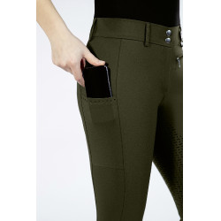 Calça Lea com fundo integral em silicone HKM Verde escuro Calça Lea com fundo integral em silicone HKM Verde escuro