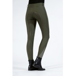 Calça Lea com fundo integral em silicone HKM Verde escuro Calça Lea com fundo integral em silicone HKM Verde escuro