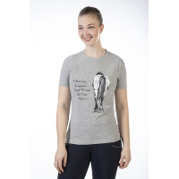 Camiseta Horses deixa Pegadas HKM Cinza claro / mescla Cinzento Camiseta Horses deixa Pegadas HKM Cinza claro / mescla Cinzento