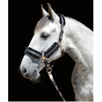 Cabresto Rosegold HKM Preto / dourado rosa