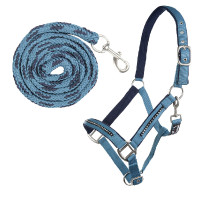 Conjunto de cabresto com mosquetão HKM Crystal acolchoado Fúcsia / marinho Conjunto de cabresto com mosquetão HKM Crystal acolchoado Fúcsia / marinho