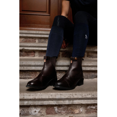Botas de couro Rose com fecho éclair frontal Horze Castanho escuro Botas de couro Rose com fecho éclair frontal Horze Castanho escuro