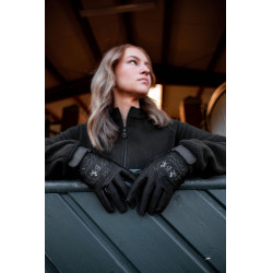 Luvas de equitação B Vertigo Laia femininas com logotipo estampado Preto