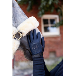 Luvas de equitação B Vertigo Laia femininas com logotipo estampado Marinho escuro Azul Luvas de equitação B Vertigo Laia femininas com logotipo estampado Marinho escuro Azul